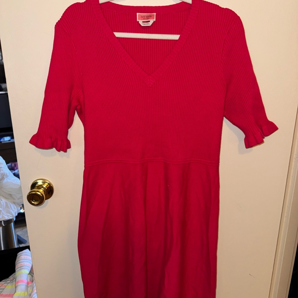 Kate Spade Pink V-Neck Ribbed Top
